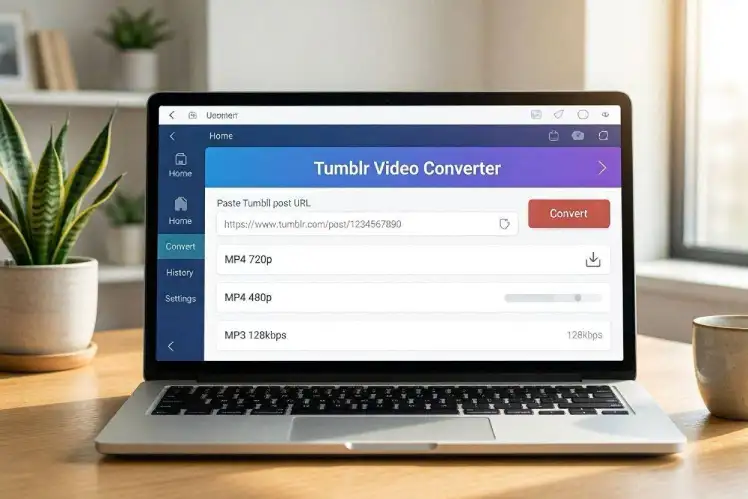 Free online Tumblr video converter tool interface asset graphic